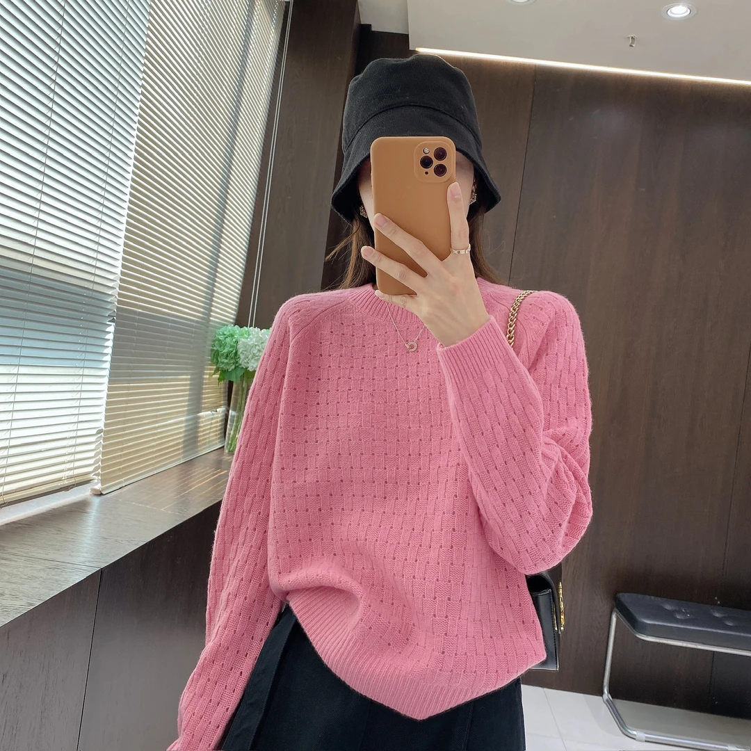 IMFLY金小金自制女装 羊毛衫DYW9813秋季韩版百搭镂空纯色上衣