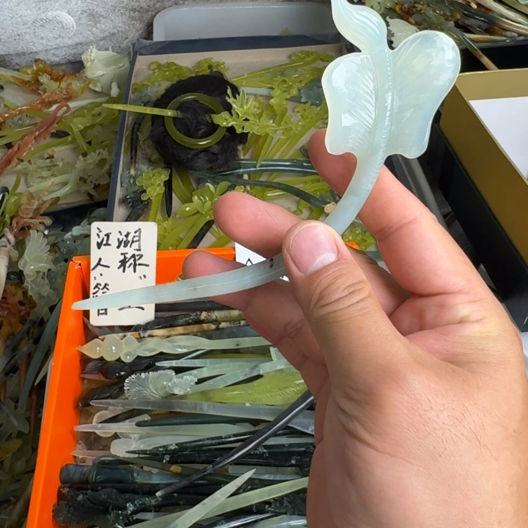岫玉未镶嵌发饰明君玉簪就是好看