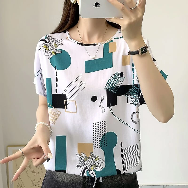 夏季宽松大码短袖上衣显瘦人造棉大码女装遮肚恤衫