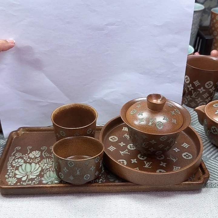 太***i龙泉青瓷手工制作工艺青瓷盖碗共5样