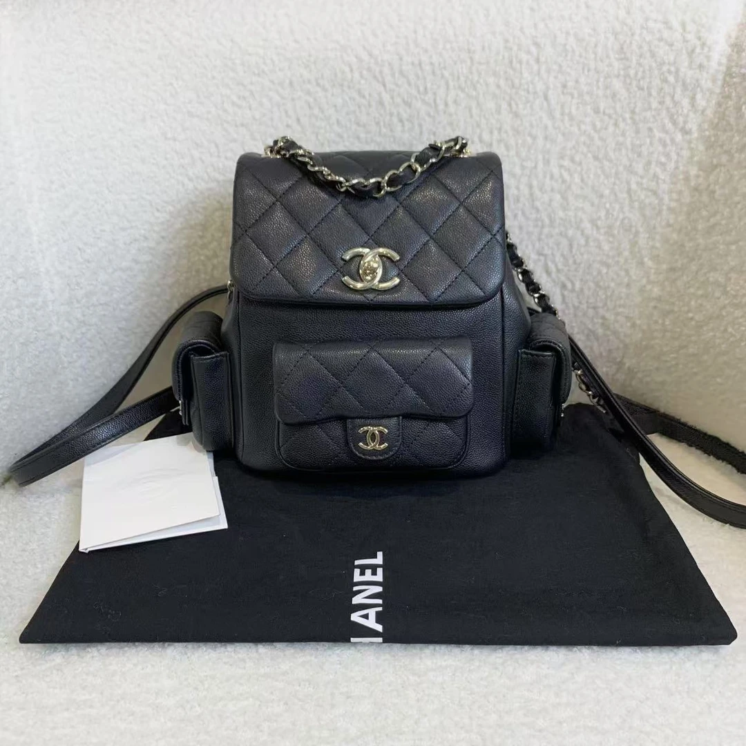 99新 Chanel/香奈儿 壹臻/23K黑金牛cargo双 肩包大号 26467284