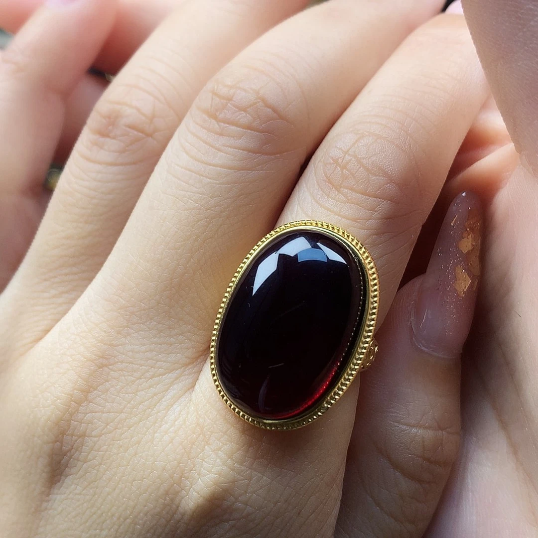 血珀银S925镶嵌戒指戒指