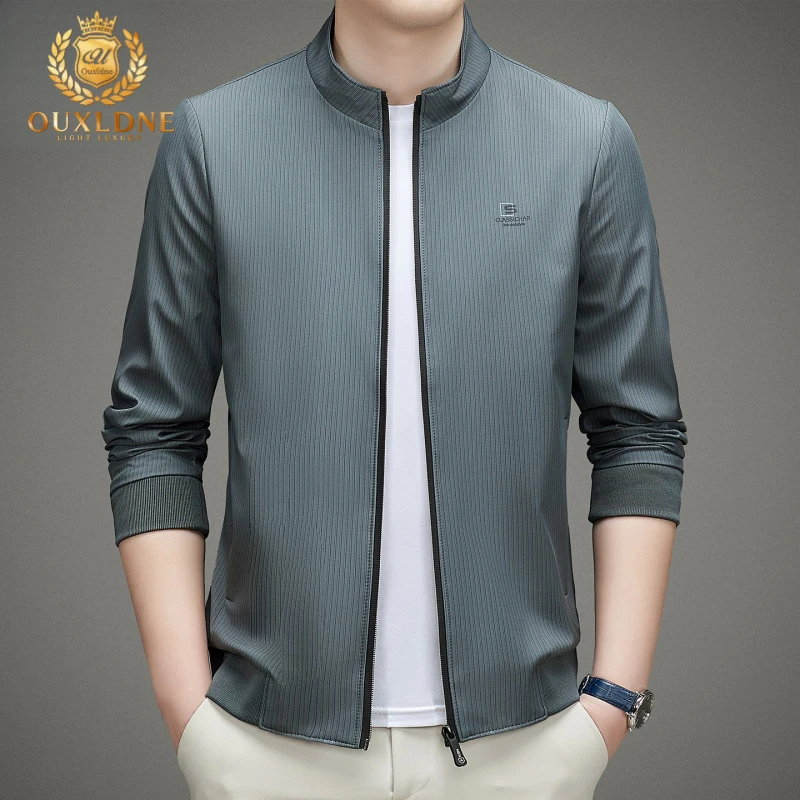 OUXLDNE 立领外套男2025秋季新款商务休闲上衣服商务休闲防风夹克