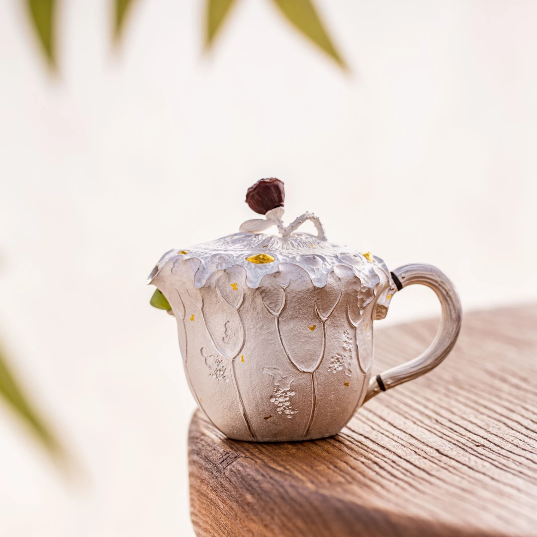 蜂鸟工坊 大师壶 莲蓬木钮洒金本色荷银壶小壶 SWA18048