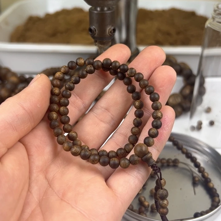 沉香手串啊*圆珠双圈5mm