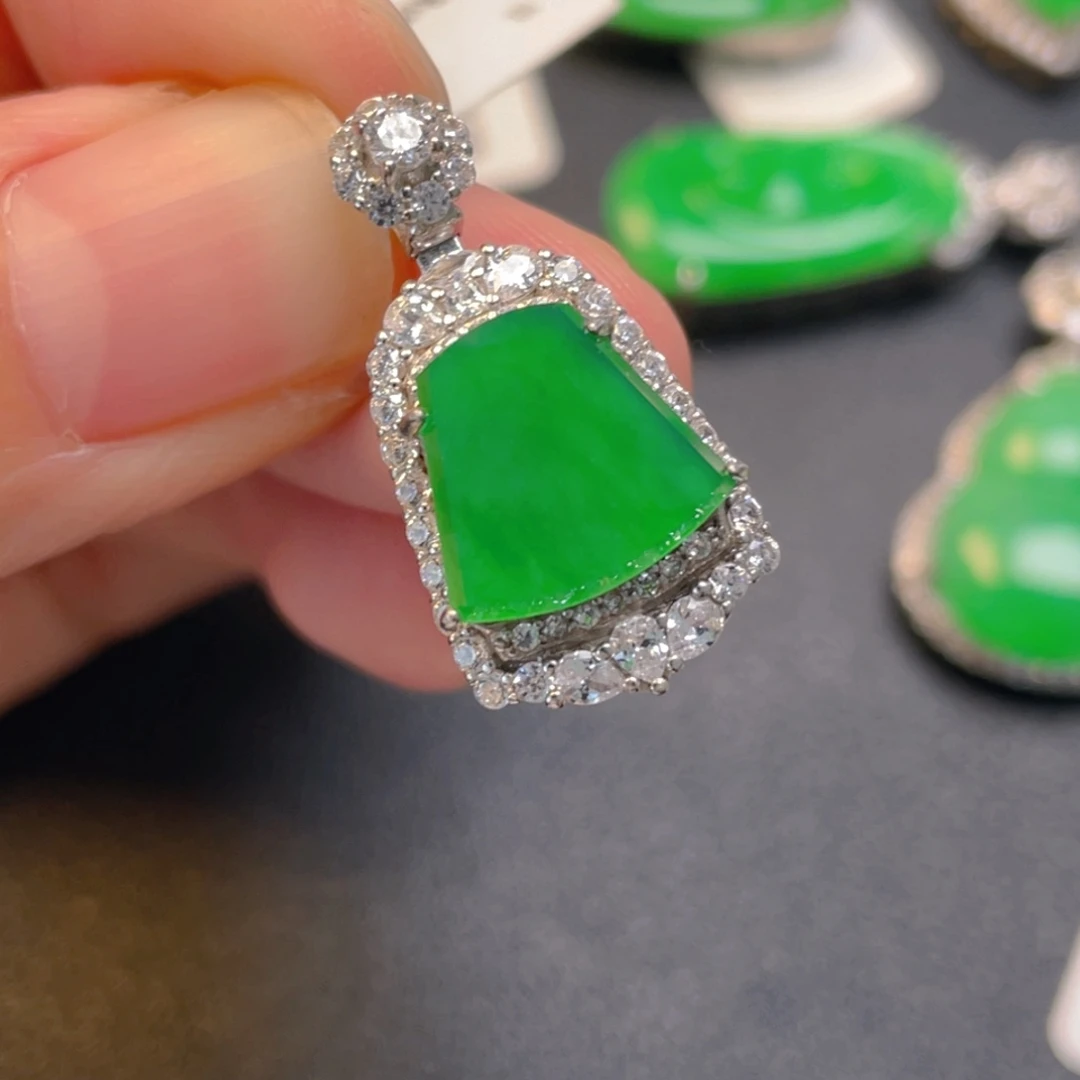 翡翠银S925镶嵌吊坠(不含链)