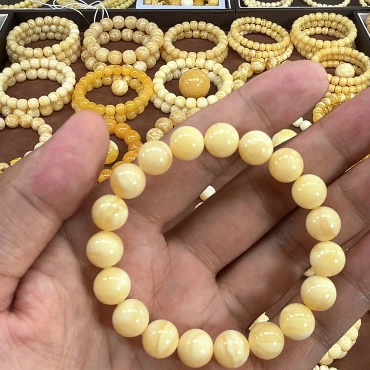 未镶嵌蜜蜡手串纯天然俄料精工圆珠