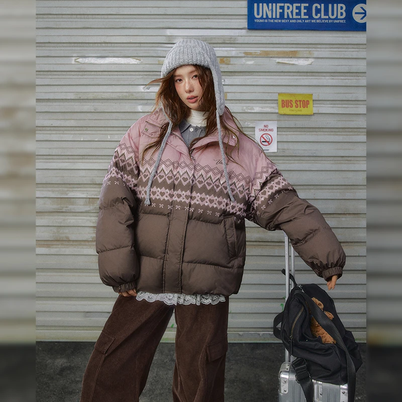 0334【金拐子专属】UNIFREE费尔岛羽绒服女连帽可拆卸U244Y335Z1Z1