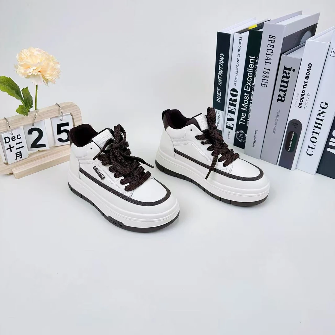 小强家女鞋 拼色高帮休闲厚底板鞋（A612-43-2）（C230631092-20）