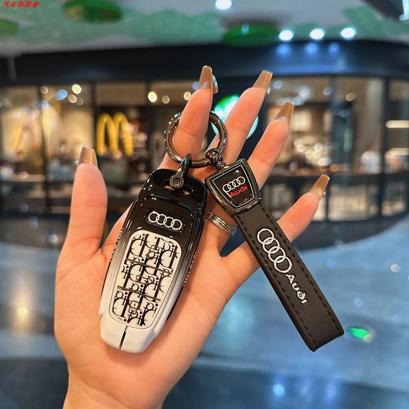 奥迪钥匙套A6L/A3L/A8L/A7 /Q6/Q7 Q8/Q4etron包扣壳金属高级男女