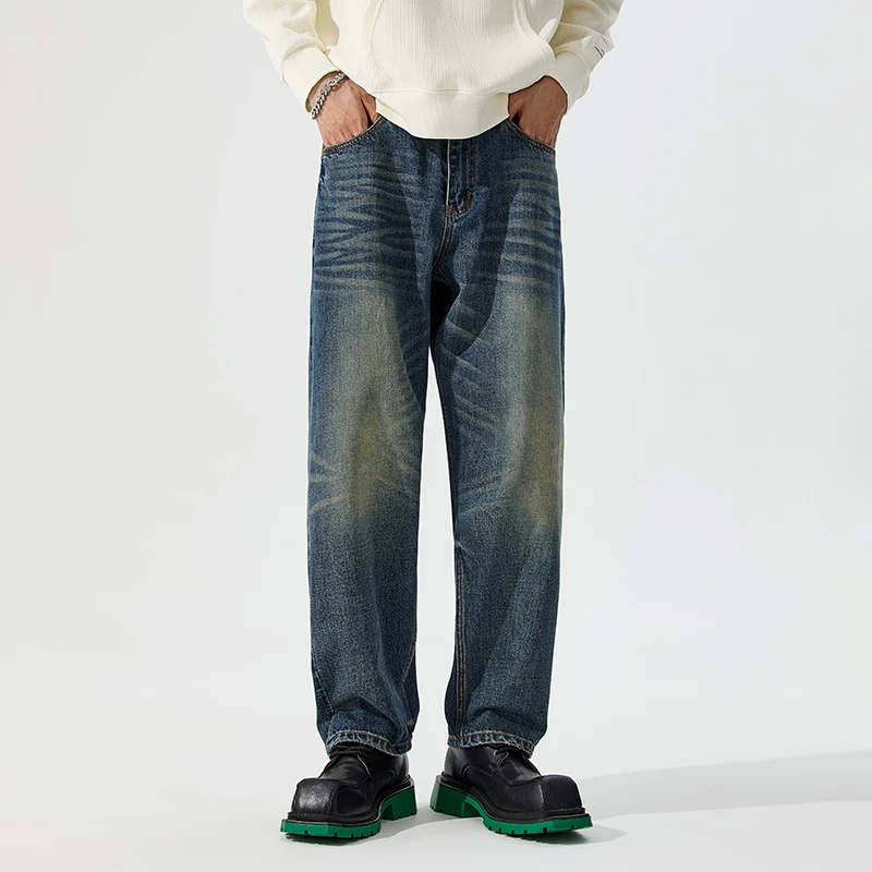 复古牛仔裤秋季长裤美式锥形做旧潮流美式高街日系水洗男士休闲裤