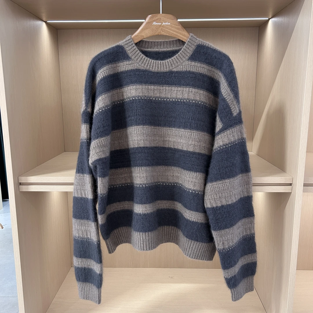 条纹套头针织上衣（冷水手洗衣长60胸围128）