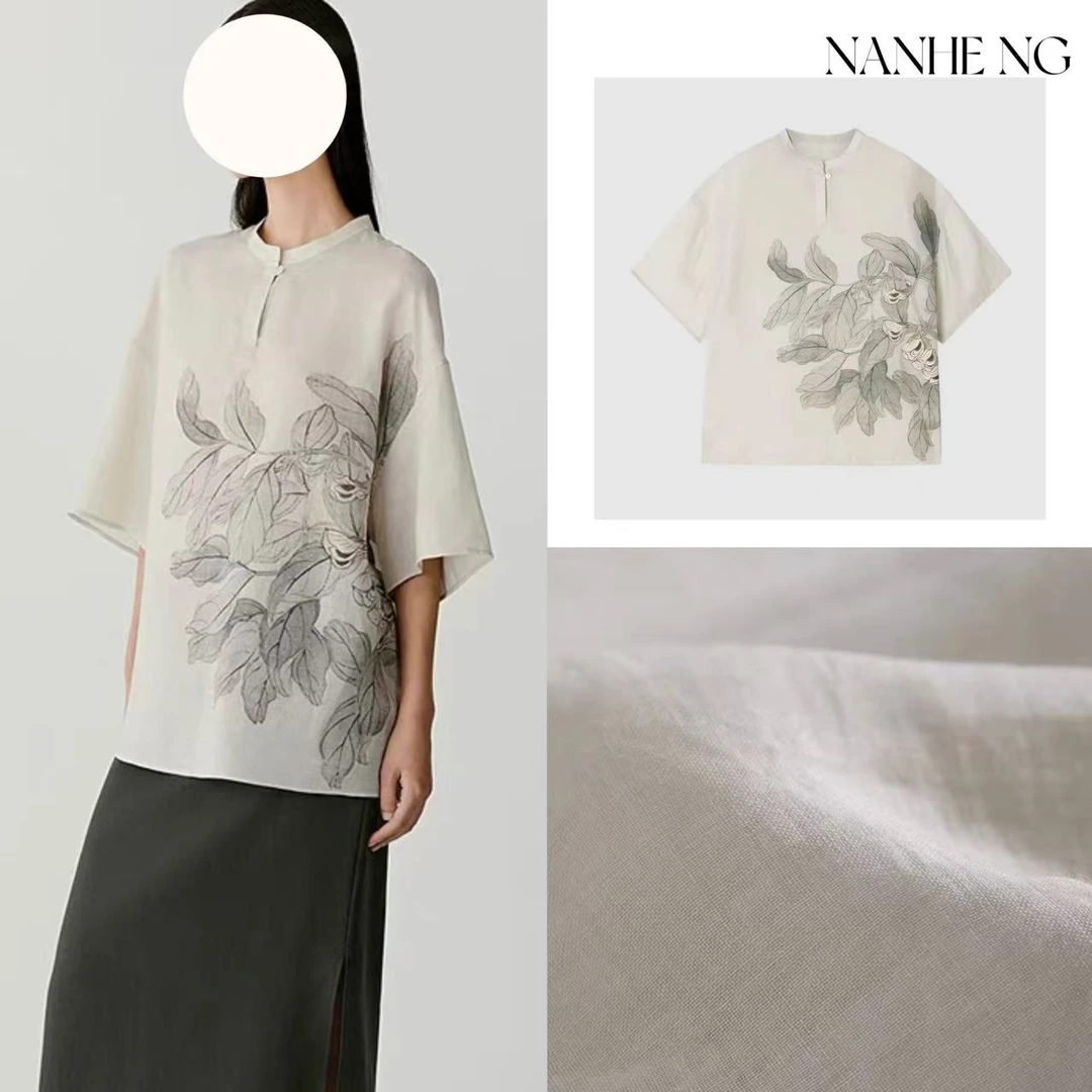 5702女装2025夏季新款薄苎麻平纹布上衣中式