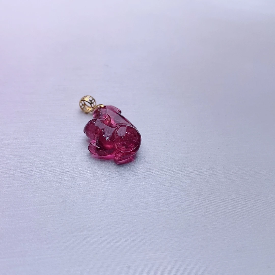 碧玺颈饰18K金镶嵌碧玺吊坠