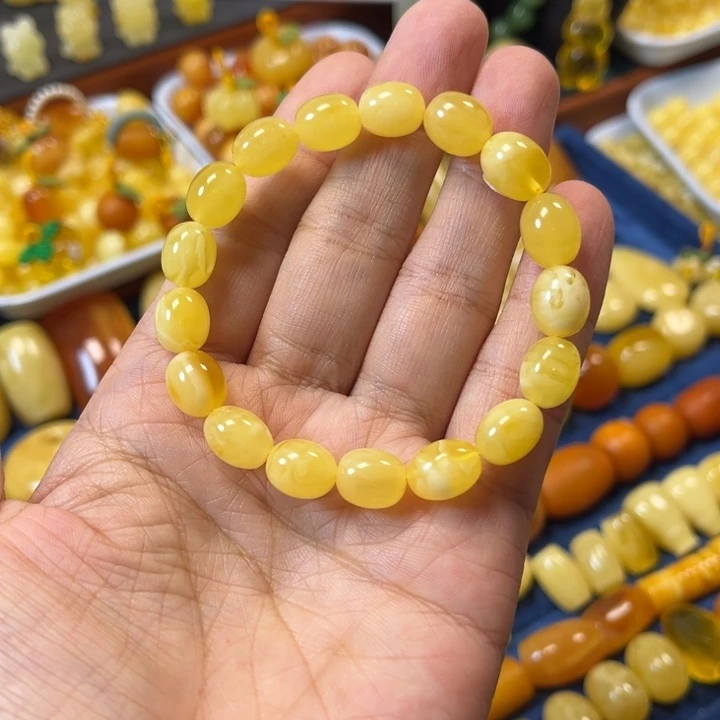 琥珀未镶嵌裸石卡8大加枣珠手串精工微瑕