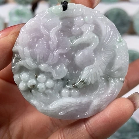 翡翠颈饰未镶嵌凤穿牡丹两面工福利