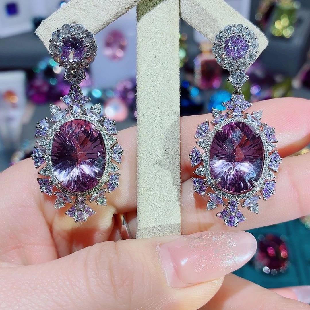 晚****水晶银S925镶嵌耳饰耳饰