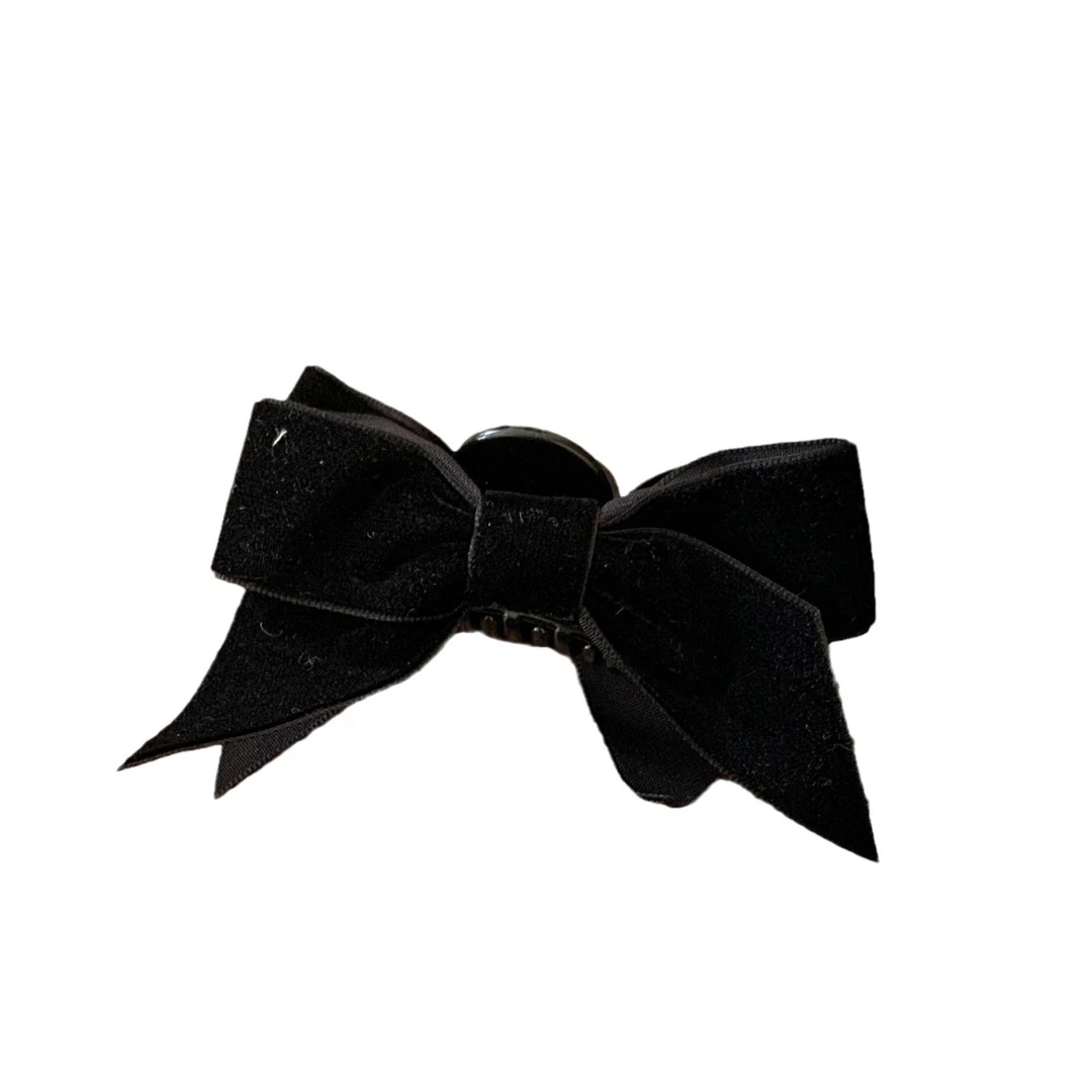 丝绒蝴蝶结抓夹新黑色中号发抓侧边夹前额刘海夹公主头发夹女头饰