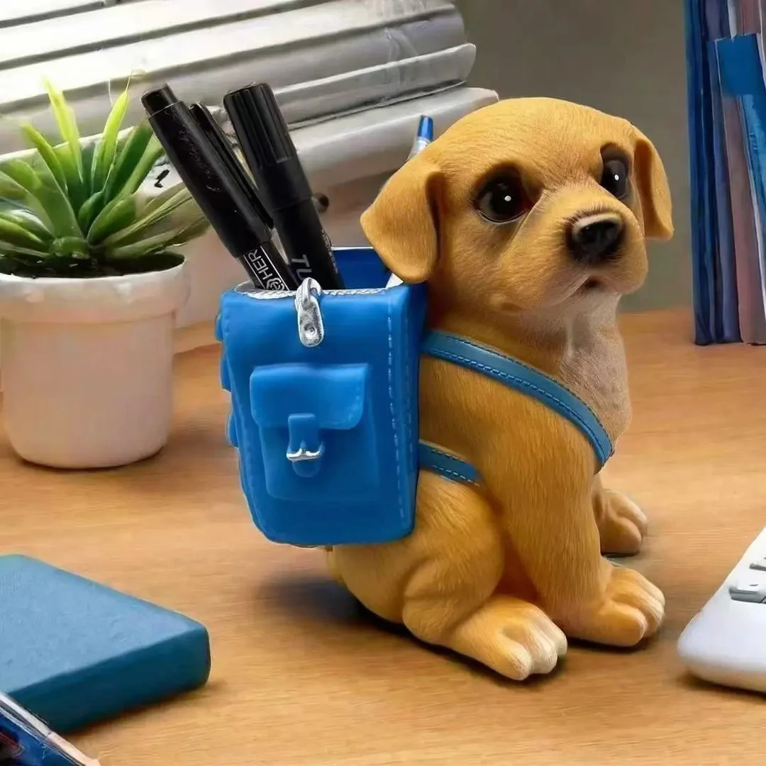 创意可爱小狗笔筒收纳盒学生桌面办公室高级感小众装饰品生日礼物