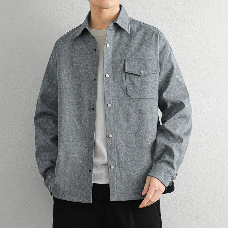衬衫男士2025年秋季新款宽松休闲长袖衬衣男潮流百搭上衣外套韩版