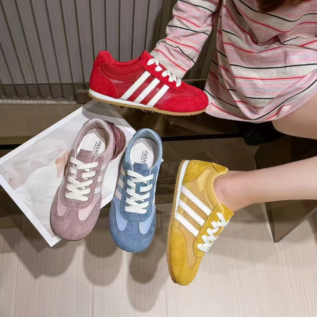 6621-2彩色德训阿甘网鞋平底板鞋春夏季新款低帮平底休闲女鞋