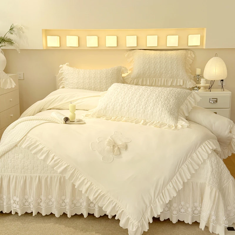 ◎春夏小熊星空【四件套】±6.3斤水洗双层纱床盖被罩套件可机洗床品