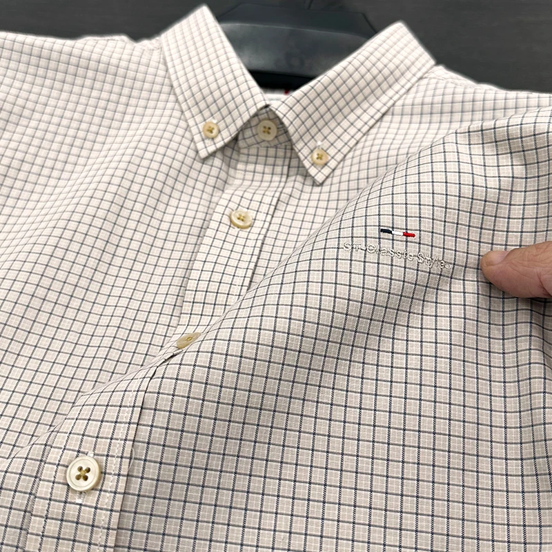 Zero Degree North100%纯棉格子短袖衬衫男夏季新款休闲时尚衬衫
