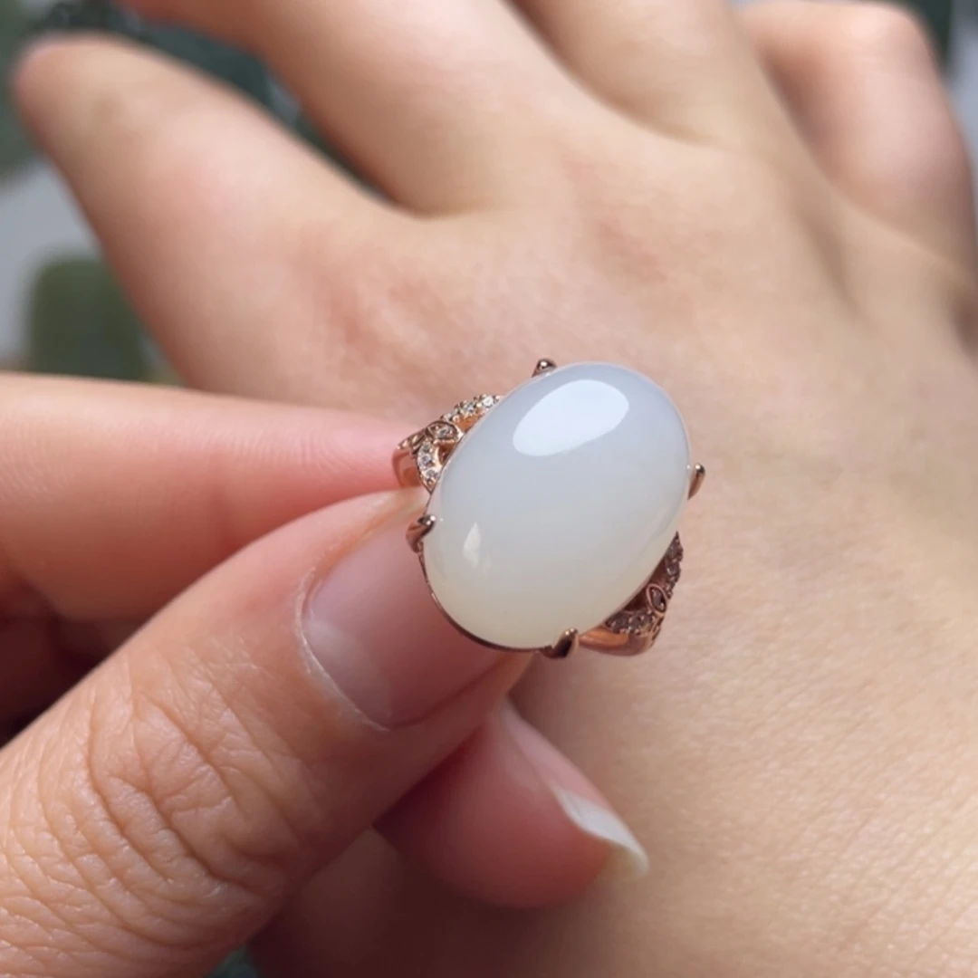 【闪购商品】和田玉戒指银S925镶嵌