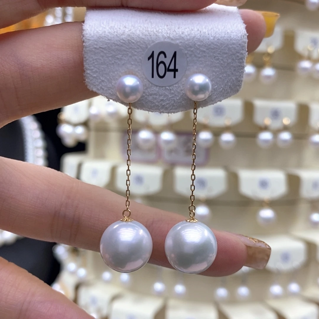 淡水珍珠18K金镶嵌耳饰