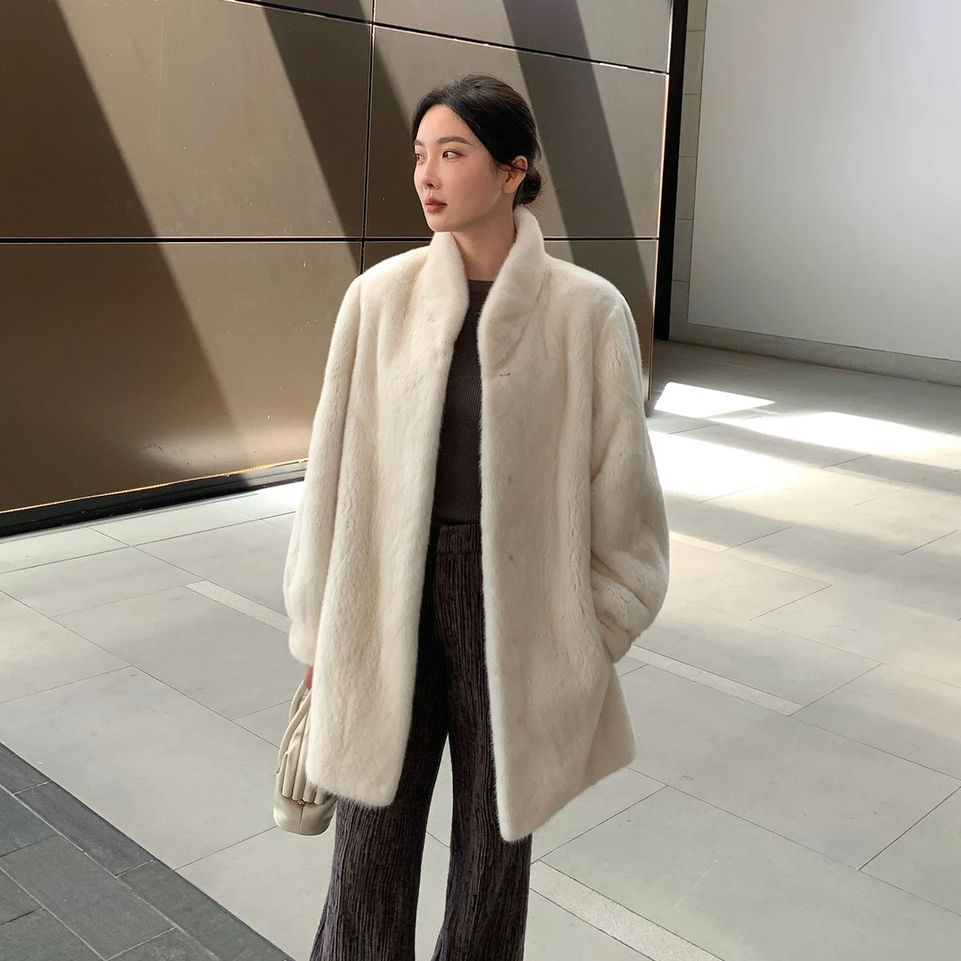 【武哥严选】秋冬进口貂皮大衣女立领年轻天鹅绒水貂整貂皮草外套