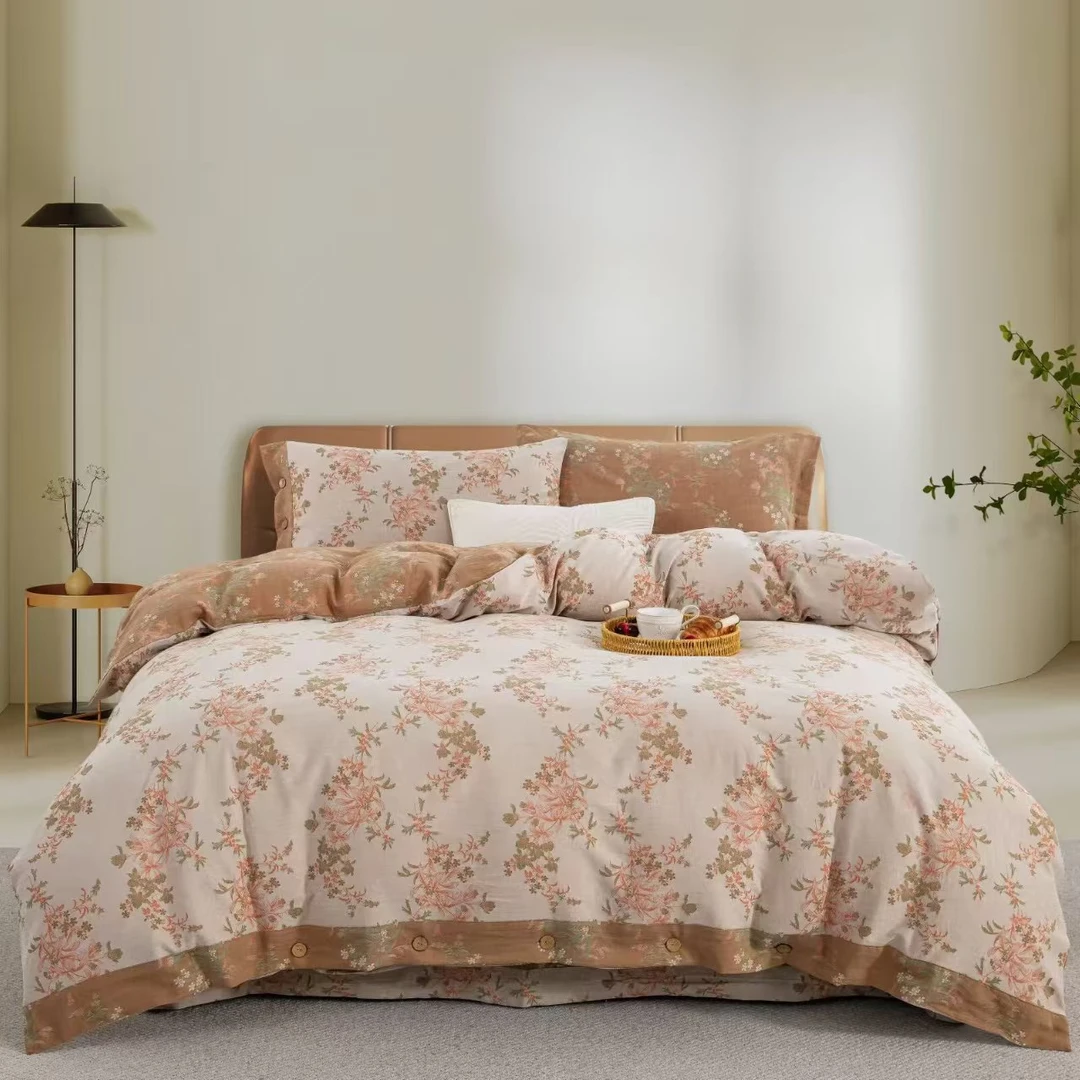 [暗香来四件套]80s母婴A类贡缎清新工艺款四件套