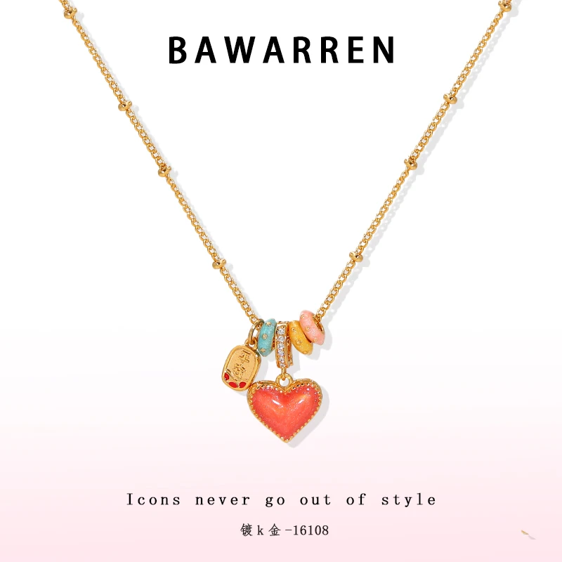 Bawarren 16108-【温变爱心】轻奢项链时尚