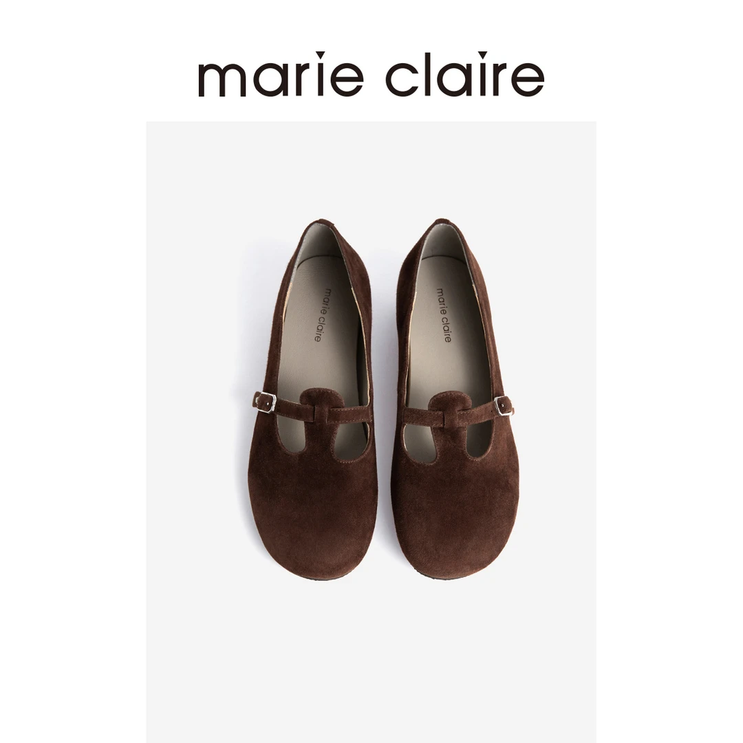 MC女鞋美拉德勃肯玛丽珍绒面T带芭蕾单鞋marieclaire女鞋
