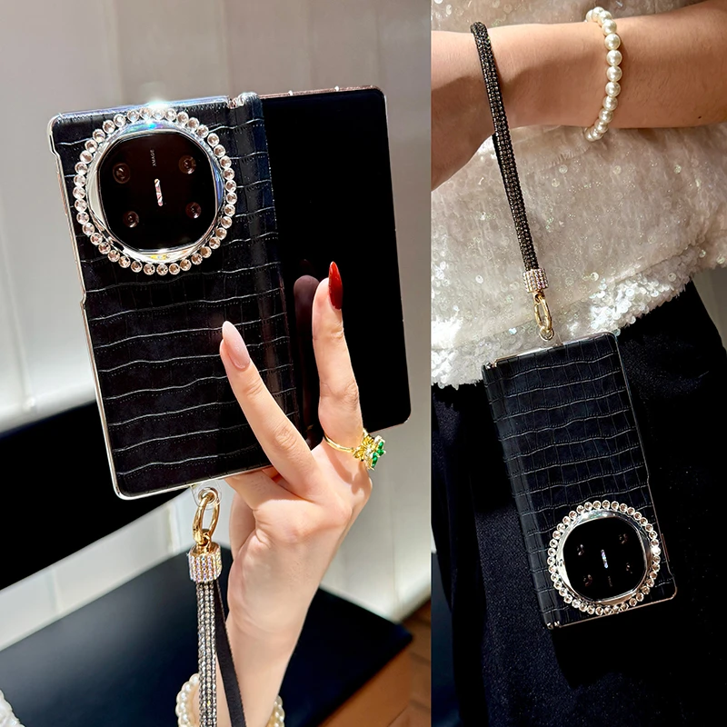 鳄鱼皮纹适用华为matex5手机壳新款折叠屏mateX6典藏版套x3电镀女