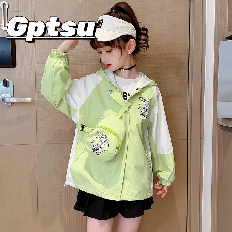 GPTSu女童外套春秋款2025新款洋气时髦儿童风衣中大童冲锋衣潮流