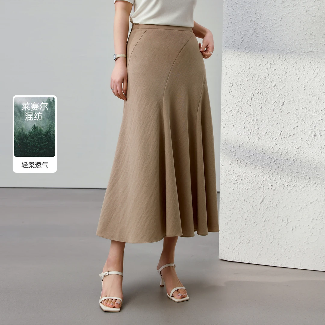【温柔风舒适百搭半身裙】纤莉秀大码女装显瘦遮跨通勤裙子QK0861