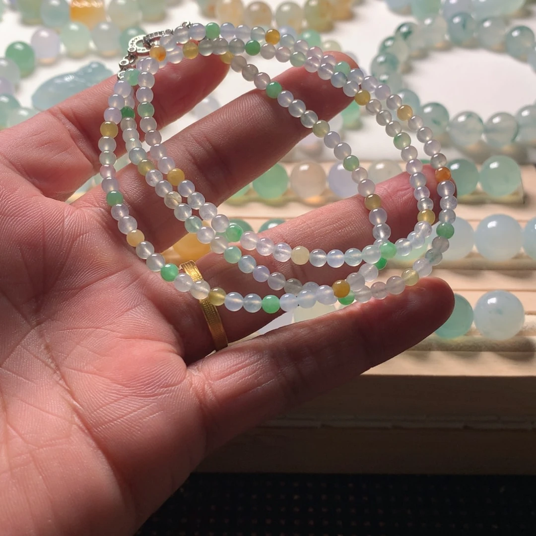 翡翠未镶嵌手链天然翡翠卡4项链