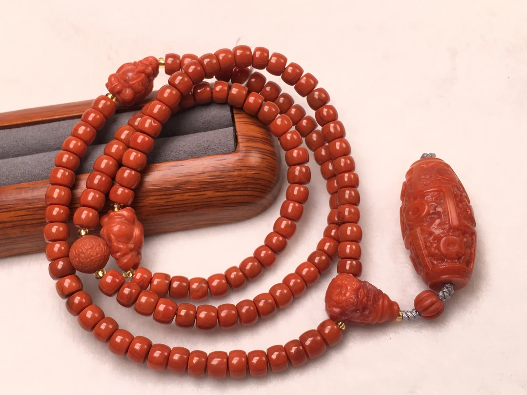 天然川料瓦西南红玛瑙卡6MM＋多圈手串项链JX338