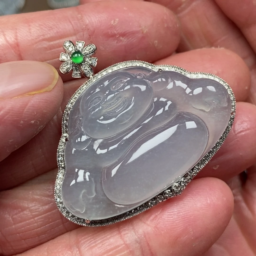 翡翠颈饰18K金镶嵌佛公