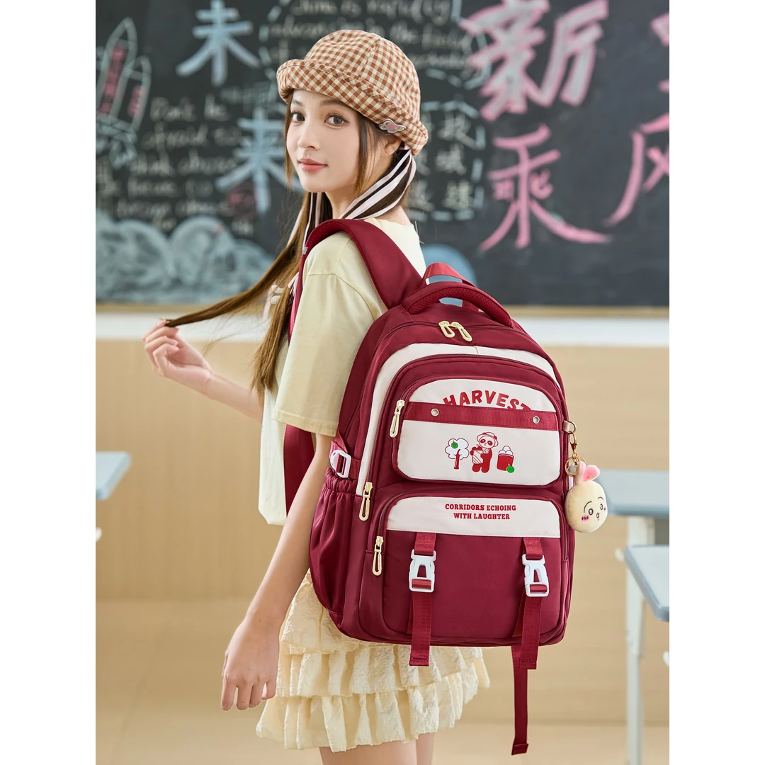 减负护脊书包女初中生高中生小学生四五六年级高颜值超大容量背包