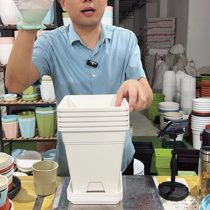 正品方盆口20高22白色5只带托