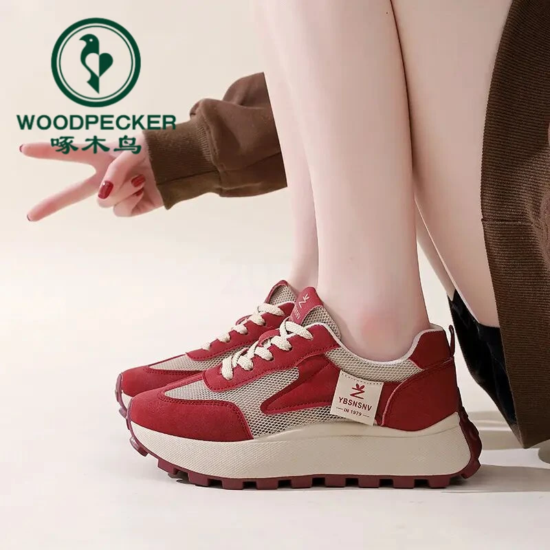 啄木鸟小众网面轻奢鞋子夏季运动鞋鞋女款2025新款透气情侣慢跑鞋