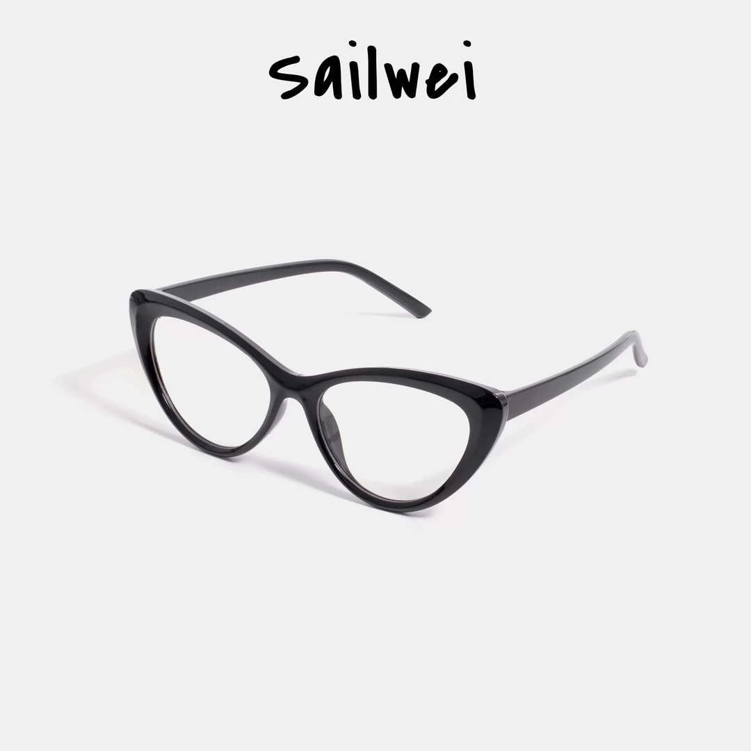 Sailwei尊嘟遮颧骨！大框复古猫眼眼镜架玳瑁色书呆子镜框显脸小