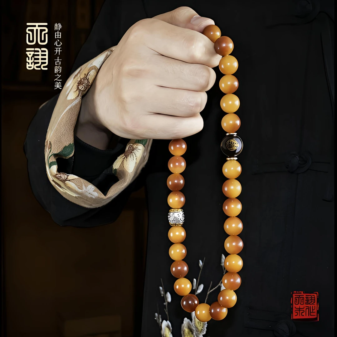【六字真言】天然风化菩提双圈手串 精品溏心老料菩提手串国风文玩