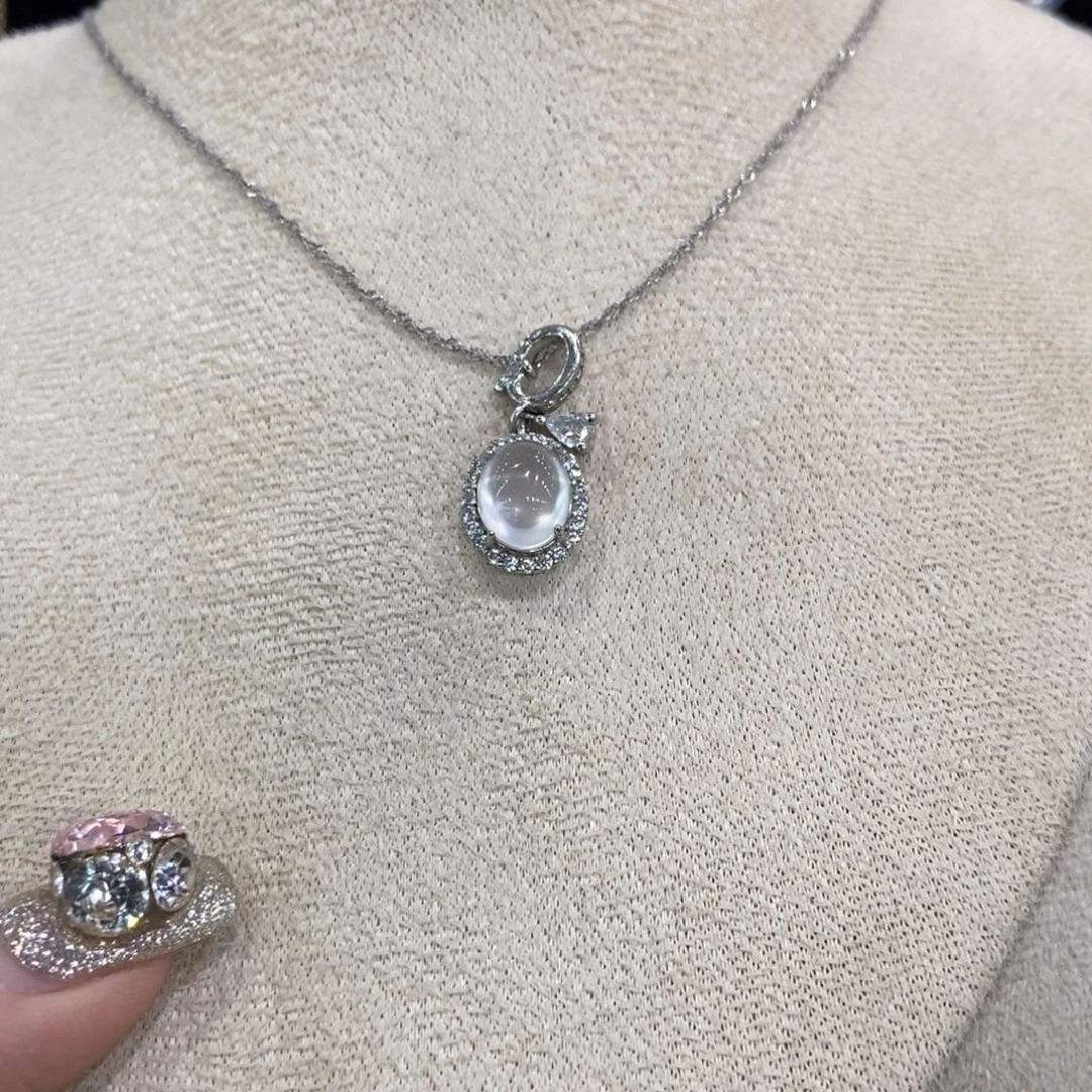 蛇纹石玉银S925镶嵌颈饰