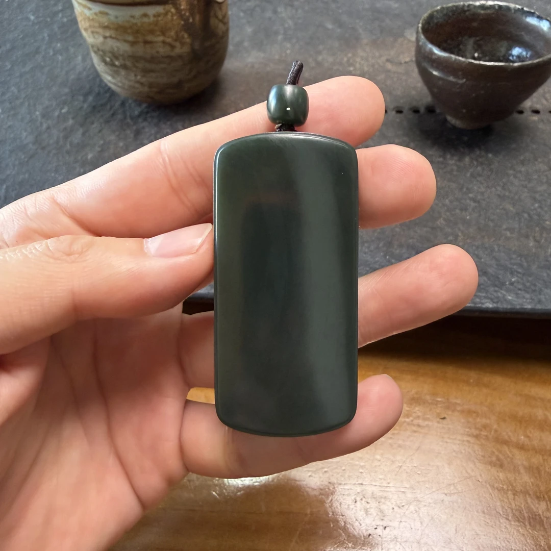 析木河磨玉黑羊脂苏派工艺52克平安无事牌油润细腻手推出油