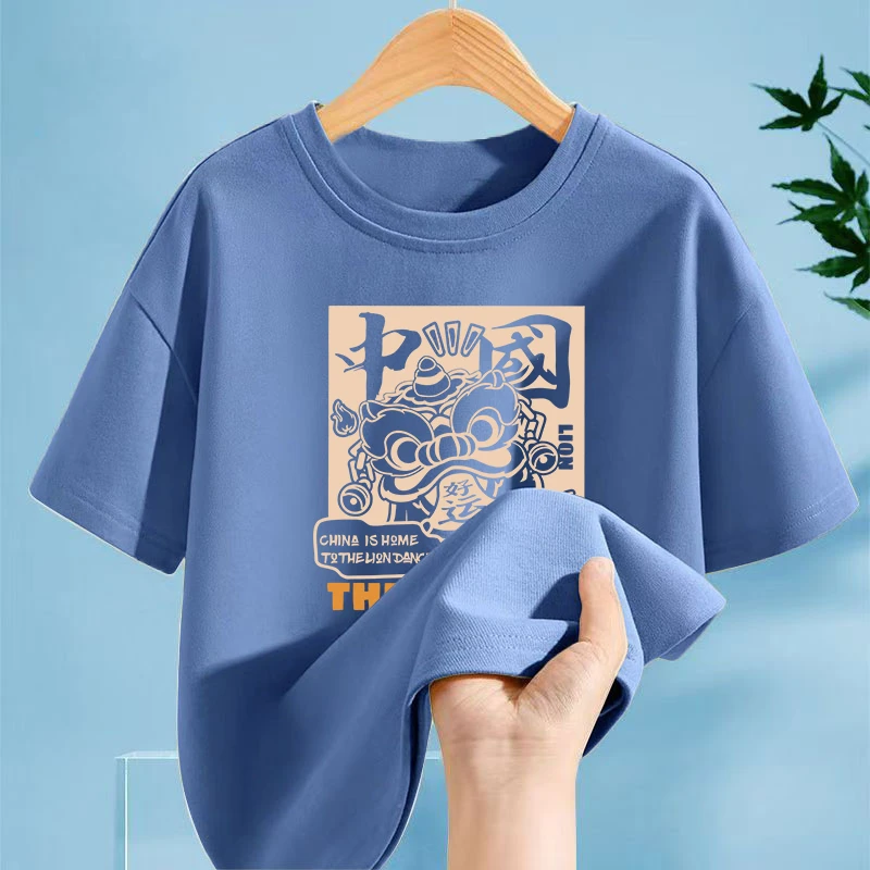 2025夏季新款100%纯棉儿童短袖白色时尚印花上衣男童百搭打底衫