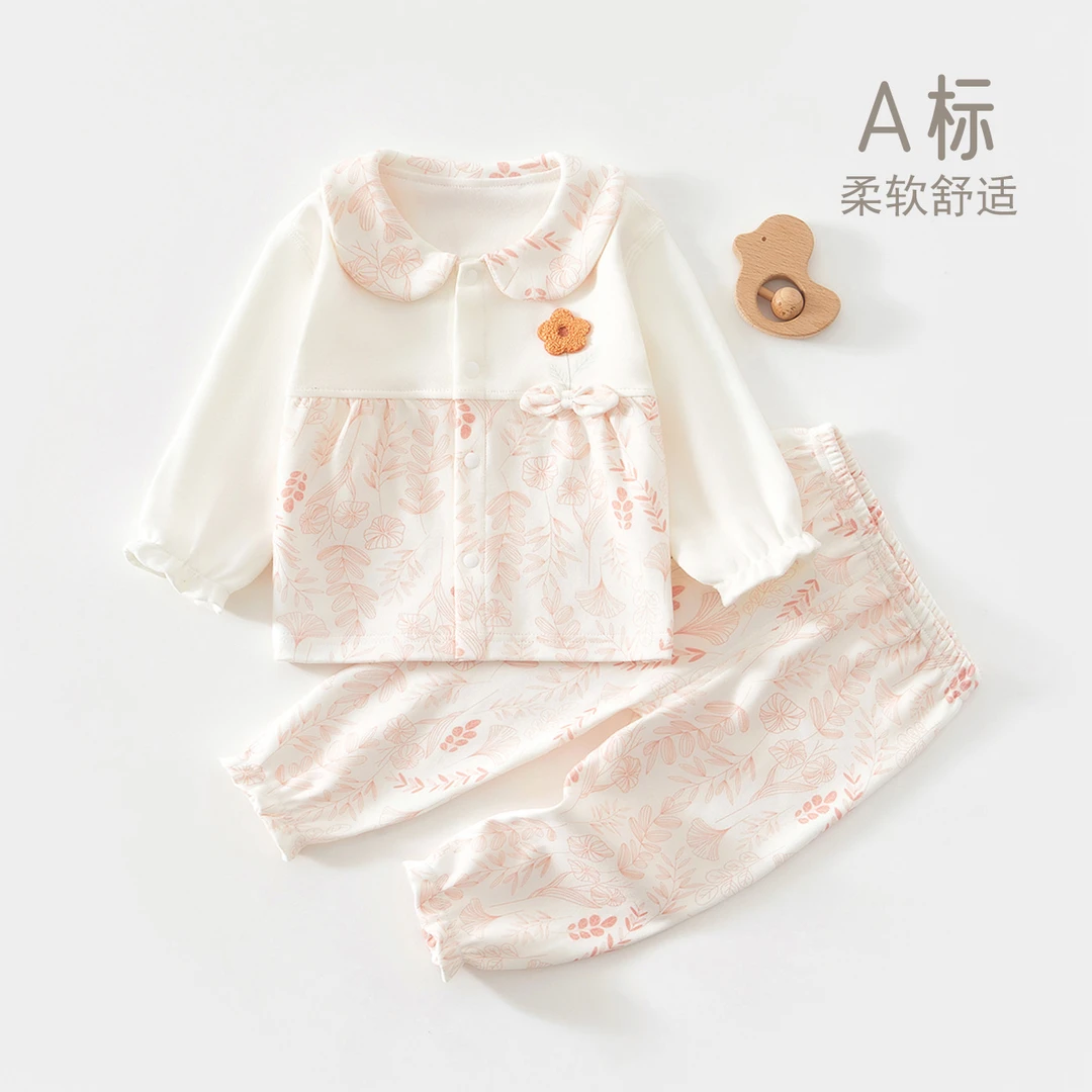 婴儿衣服春季分体套装女宝宝打底外穿贴身无骨可爱爬爬家居服2084