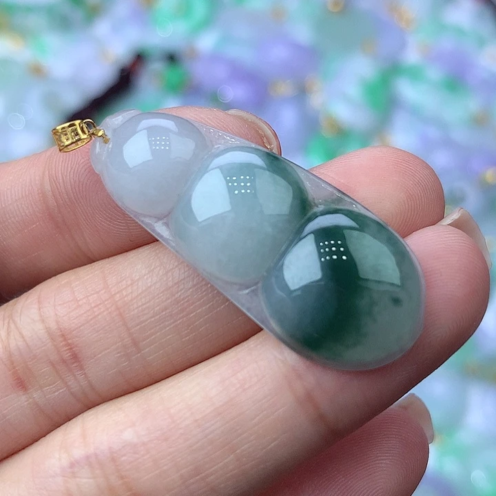 翡翠颈饰18K金镶嵌缅甸翡翠2