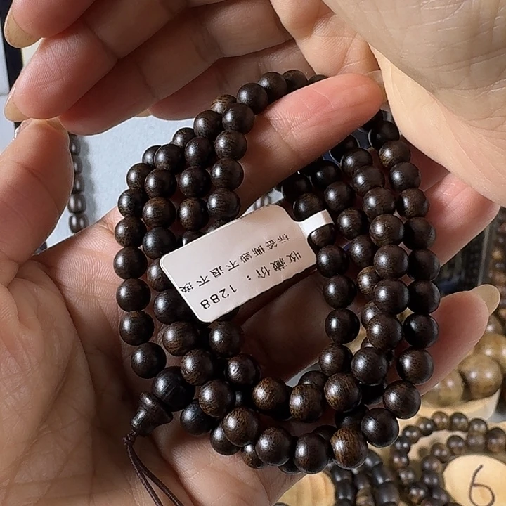 沉香手串大*猫白棋玉化料